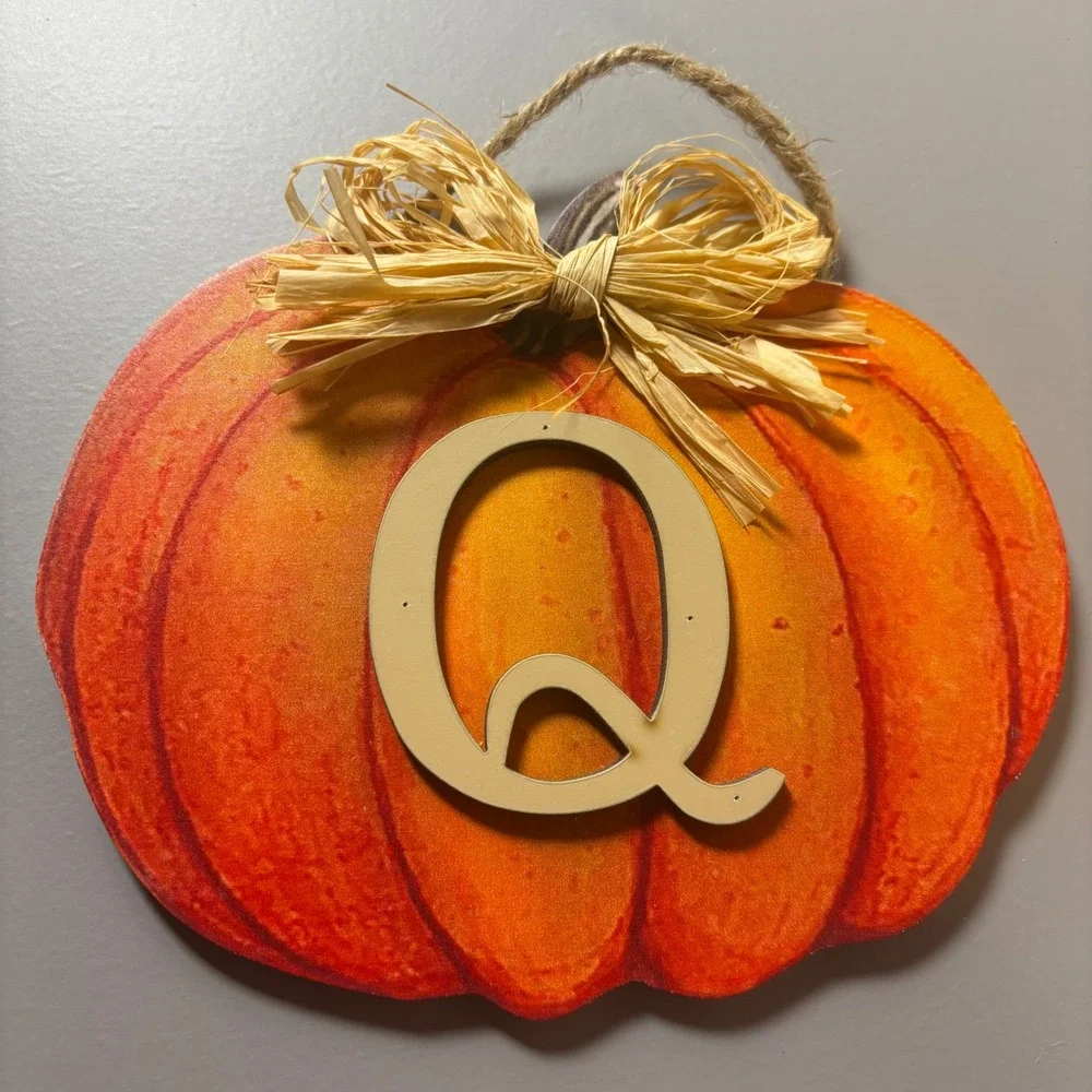 Fall Pumpkin Patch Letter Wall Decor Orange Raffia‎ Bow Autumn